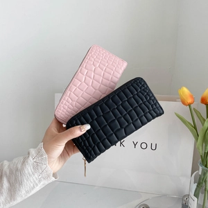 Damen Geldbörse Lang Krokodilmuster PU Leder Reißverschluss Große Kapazität Clutch Portemonnaie Kartenhalter