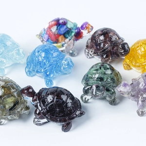 Colorful natural crystal turtle figurines for creative desktop and car decor