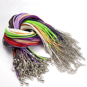 Colorful 1.5mm waxed cord necklaces with lobster clasps and extension chains