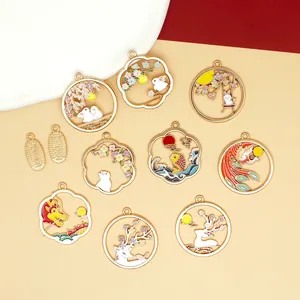 Breloques Pendentifs En Alliage Émail Style Chinois Fournitures Création Bijoux Motifs Animaux Carpe Koi Lapin Cerf Dragon