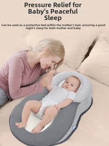 Dettaglio del nido per neonati grigio con materasso traspirante a nido d'ape per il co-sleeping