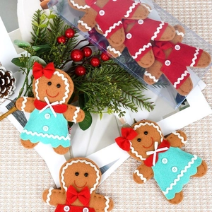 Christmas Gingerbread Man Fabric Hanging Ornaments For Christmas Tree Decor Cute Felt Biscuit Doll Pendant Festive Holiday Home Party Decoration Gift