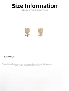 Spécifications de taille pour boucles d'oreilles tulipe en perles et finition dorée