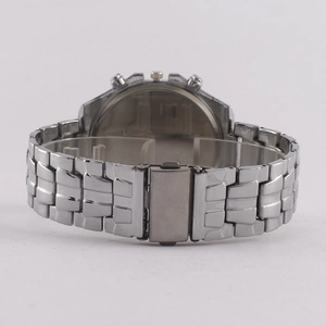 Modische Herren-Quarzuhr mit drei Zifferblättern, Silberarmband und Faltschließe