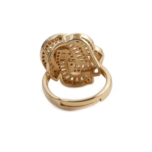 Bague réglable plaquée or 18 carats avec un motif floral évidé complexe