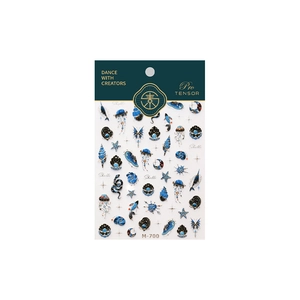 Marine life themed nail stickers with jellyfish, seahorse, and shell patterns M-700
