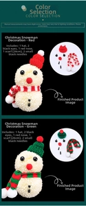 DIY Christmas snowman pompon mum flower arrangement kit with red and green knit accessories