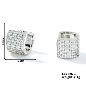 Detail view of U-shaped earrings with micro-pave cubic zirconia, 1.3cm height and 1.1cm width