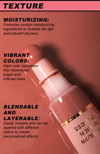 Macro detail of glossy pink liquid lip gloss with a soft cushion applicator and smooth texture