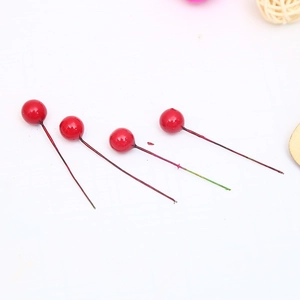 Set of four realistic red artificial berries for DIY Christmas tree floral arrangements