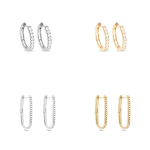 Luxury silver and gold stackable hoop earrings set with micro-paved sparkling zircon stones