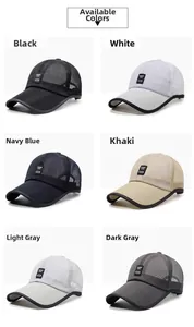 Atmungsaktive Mesh-Baseballkappe in Schwarz, Weiß, Marineblau, Khaki, Hell- und Dunkelgrau