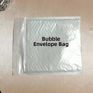 Detail of white bubble mailer envelope with self-seal strip for secure packaging