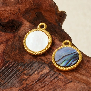 304 stainless steel necklace with white mother of pearl and blue abalone shell pendants