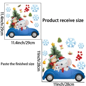 Detail showing the 29x29cm sheet layout and finished dimensions of Christmas wall stickers