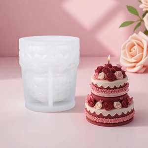DIY silicone mold for 2-tier rose flower cake scented candles and aromatherapy soaps