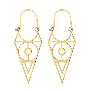 Boucles d'oreilles dorées en acier inoxydable avec triangle géométrique et style bohème