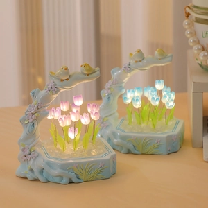 DIY bird and tulip night light lamp kit for creative desktop decor and gift