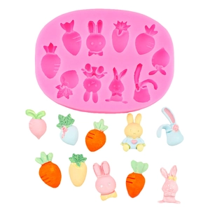 Easter bunny and carrot silicone mold for cake decorating and chocolate crafting