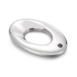 Polished stainless steel oval hollow connector with dual holes for DIY jewelry making