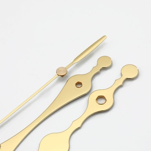 Three-piece gold metal clock hands set with vintage high-gloss mirror finish design