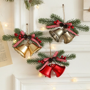 Weihnachtsglocken Hängedekoration Metall Eisen Tannenzapfen Schleife Hanfseil Tür Wand Festlich Dekorativ Vintage