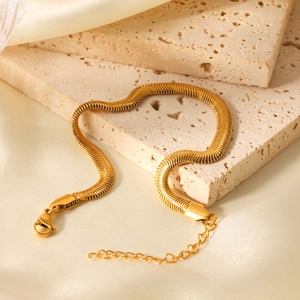 Snake Bone Chain Bracelet 18K Gold Plated Stainless Steel Elegant Minimalist Waterproof Adjustable Jewelry For Women