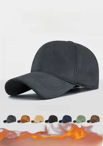 Detail view of multi-color thermal velvet baseball caps in various winter shades