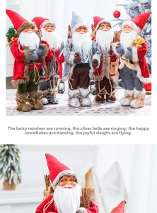 Close-up of plush Santa Claus doll details with vintage glasses and white beard