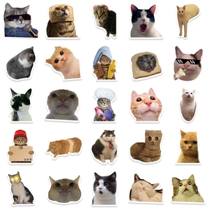 50 pieces of funny cartoon meme cat stickers for luggage laptop and guitar decoration