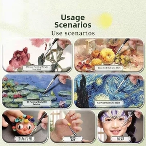 Detail of professional fine liner brushes for watercolor, acrylic, oil and nail art use