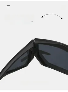 Macro shot of durable hinge structure on futuristic matte black cat eye sunglasses