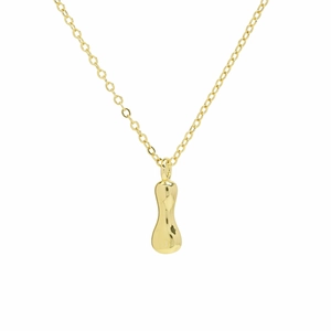 Detailed close-up of 18k gold plated balloon style alphabet pendant with high-polish finish