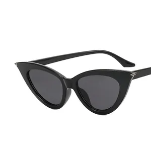Classic black cat-eye sunglasses with dark polarized lenses and silver metal accents