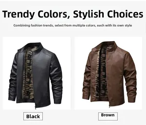 Detail showing black and brown faux leather jackets with leopard print fleece lining