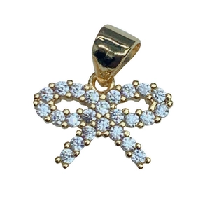 Golden butterfly pendant with clear zircon stones for necklace making and jewelry DIY