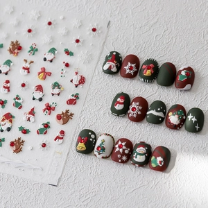 3D embossed Christmas nail stickers with Santa Claus and snowman patterns TL-071