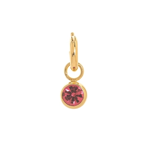 Gold plated pendant featuring a round rose red gemstone with multifaceted cut finish