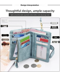 Detail showing the internal multi-card slots and zippered pocket of the matte wallet