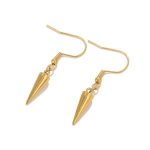Boucles d'oreilles pendantes cône doré avec crochets français en acier inox pour bijoux DIY