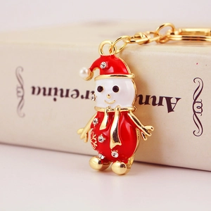 Porte-clés Bonhomme De Neige De Noël Alliage De Zinc Émail Strass Künstliche Perle Pendentif Sac Décoratif Cadeau De Vacances Femmes Filles
