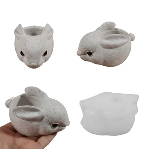 Rabbit Candle Holder Silicone Mold Textured Bunny DIY Resin Casting Tool For Flower Pot Easter Home Decor