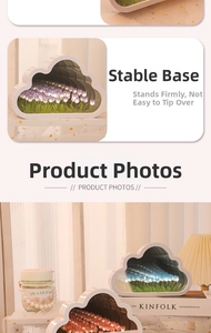 Detailed close-up of cloud tulip night light showing stable base and mirror effect