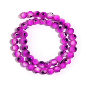 Polished purple millefiori evil eye glass beads for DIY bracelet and jewelry making