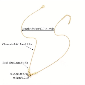 Gold letter M pendant necklace with beads on 45+5cm chain for minimalist luxury style