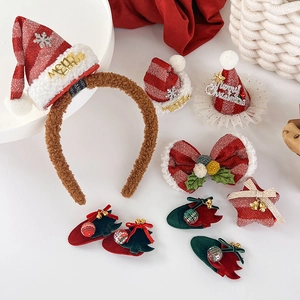 Set de 7 accessoires cheveux de Noël avec mini chapeaux de Père Noël et serre-tête renne