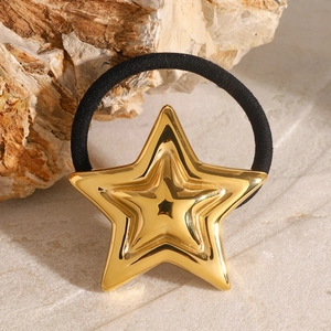 Eleganter Stern-Pferdeschwanzhalter mit glänzendem Goldstern auf schwarzem Gummiband