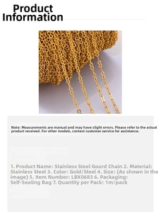 Detail of gold stainless steel gourd-shaped 8-figure chain links for DIY jewelry making