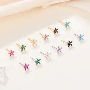Flower Stud Earrings With 925 Sterling Silver Earring Post Colorful Marquise Zirconia Floral Elegant Jewelry For Women