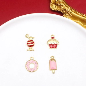 Exquisite dessert pendants with candy, donut, and cupcake charms for DIY jewelry making